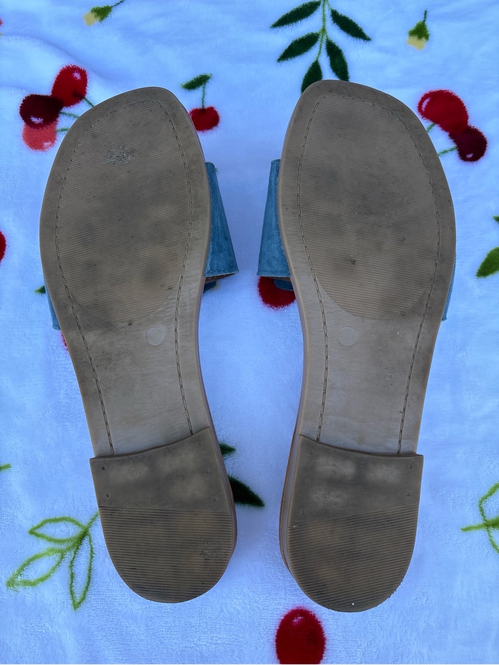Mariella Blue Suede Flower Sandals Size 8 - Picture 4 of 6